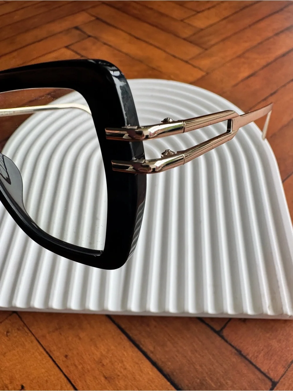 DIFF Dasha Clear Non-Prescription Lens Black & Gold Geometric Glasses NIB